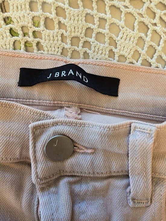 J Brand Blush Pink Jeans Size 23 Stretch Slim Straight Raw Hem USA Made - Picture 5 of 11